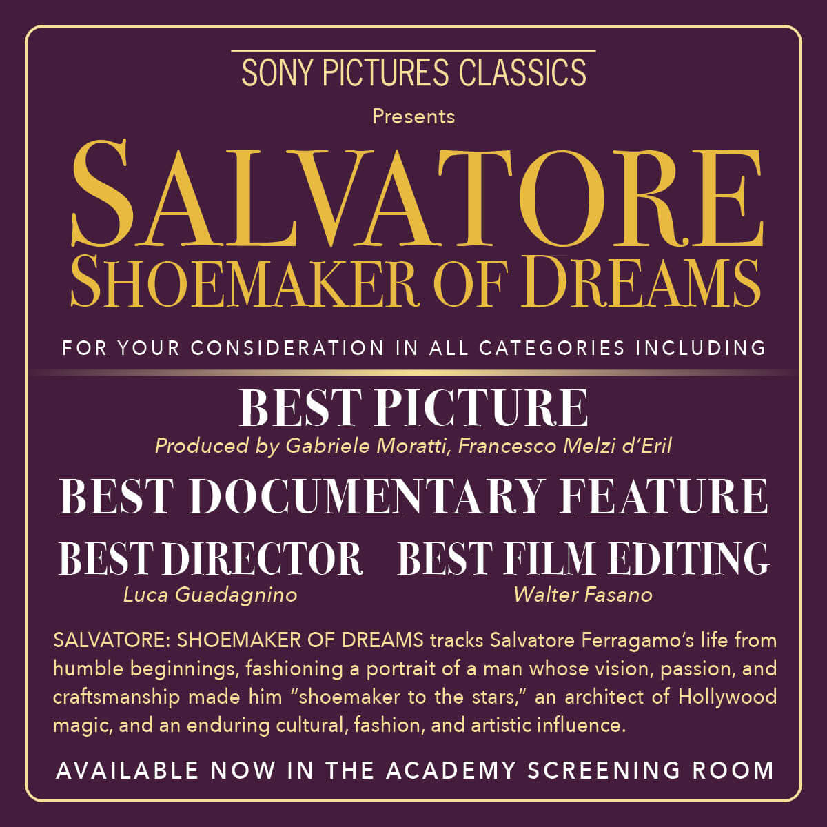 SALVATORE: Shoemaker of Dreams